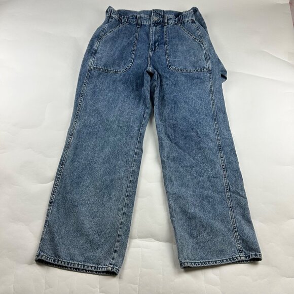 Universal Thread Denim Long Sleeve Button Front Straight Leg Jumpsuit 6R - Picture 3 of 9